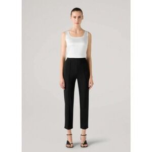St. John Ponte Cropped Pull-On Black Pant With Pintuck Size 0 NWOT